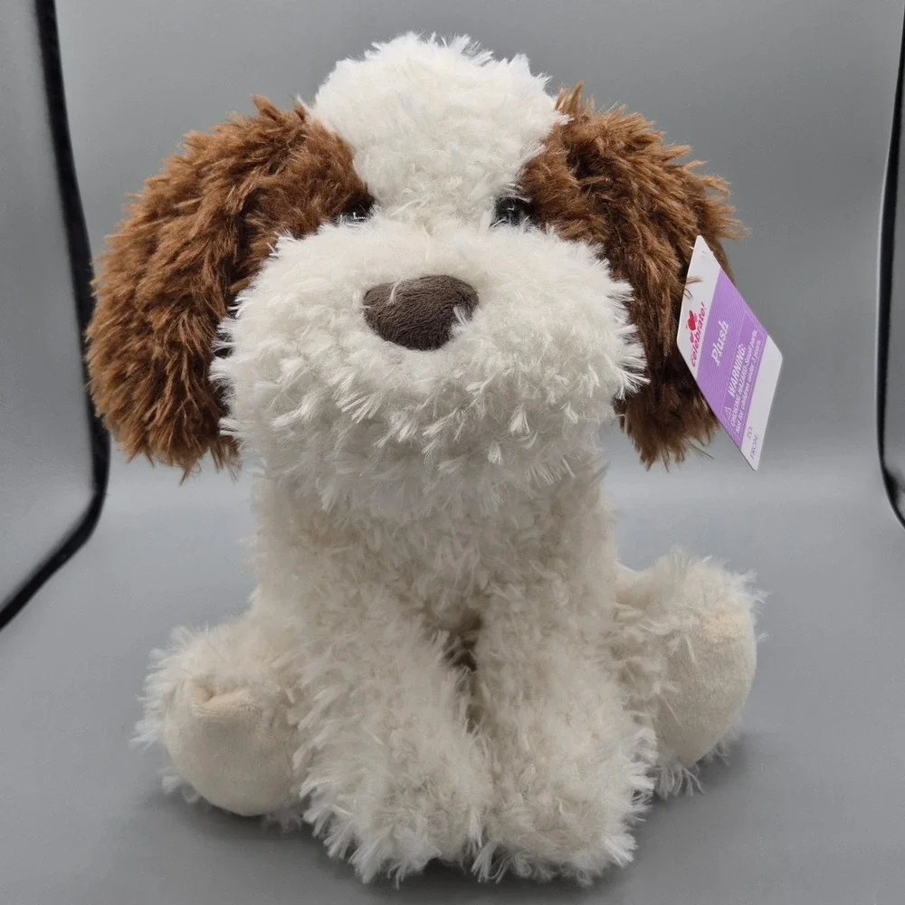 Way to Celebrate Sitting Spaniel Dog Plush Stuffed Animal White Brown 356693 NEW